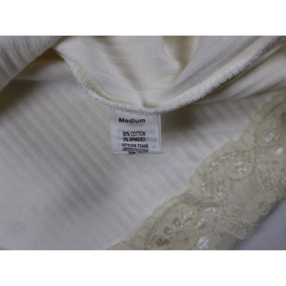 Y2K Poof Excellence Lace Trim Cami Tank Top BOHO Ribbed Knit Fairy Ivory Medium - Picture 4 of 8